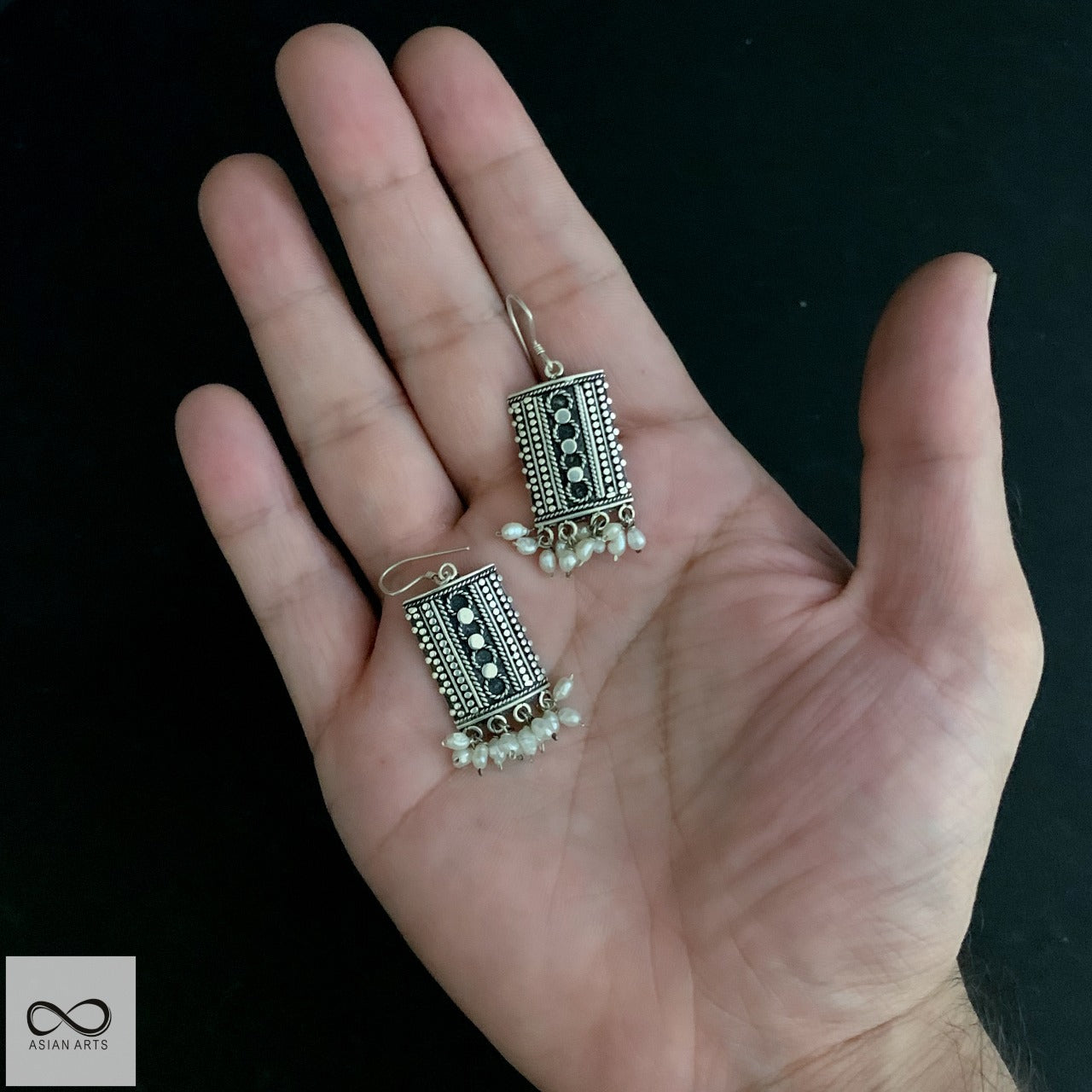 Silver Unique Mangalsutra Design Earrings