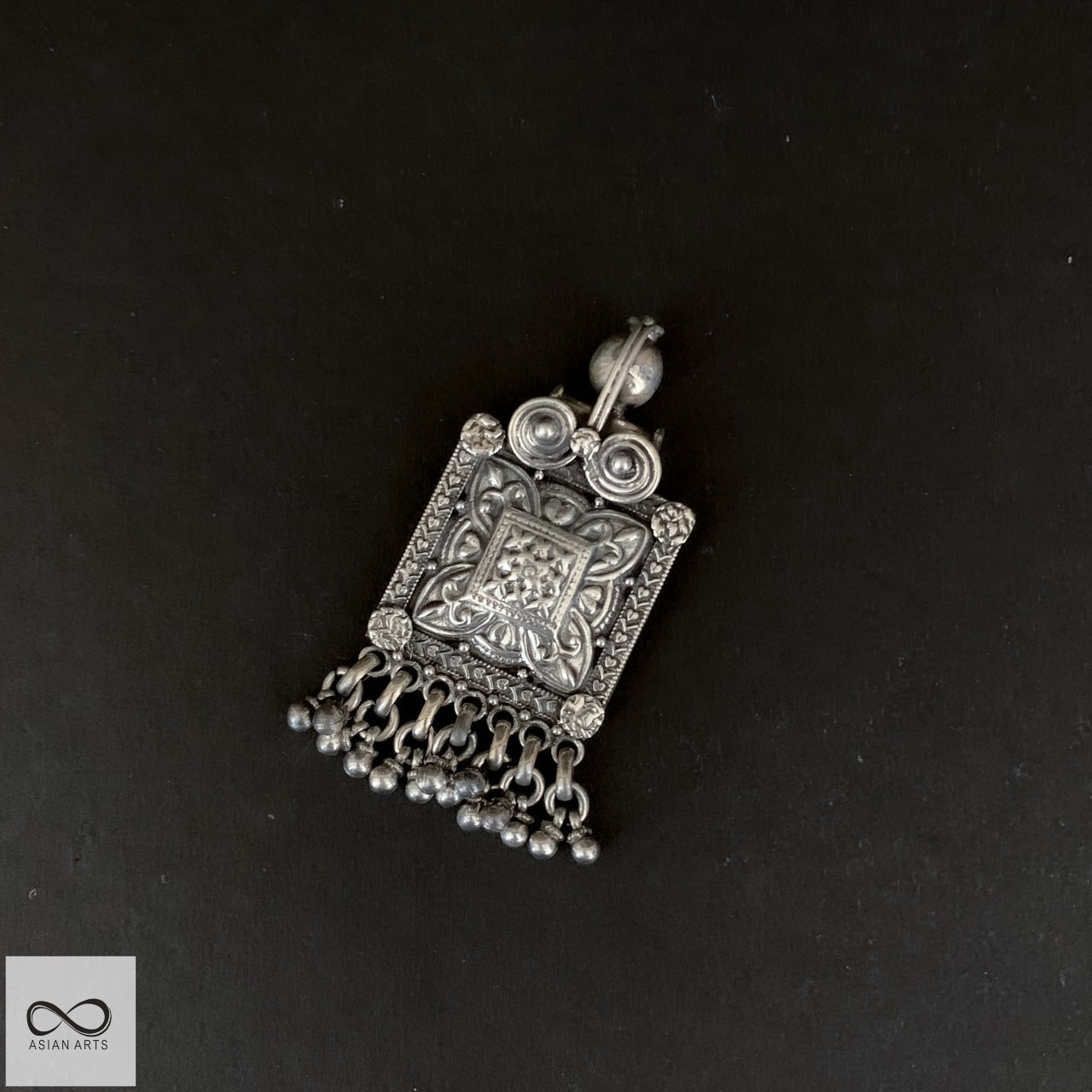 Silver Square Traditional Ghunghroo Locket