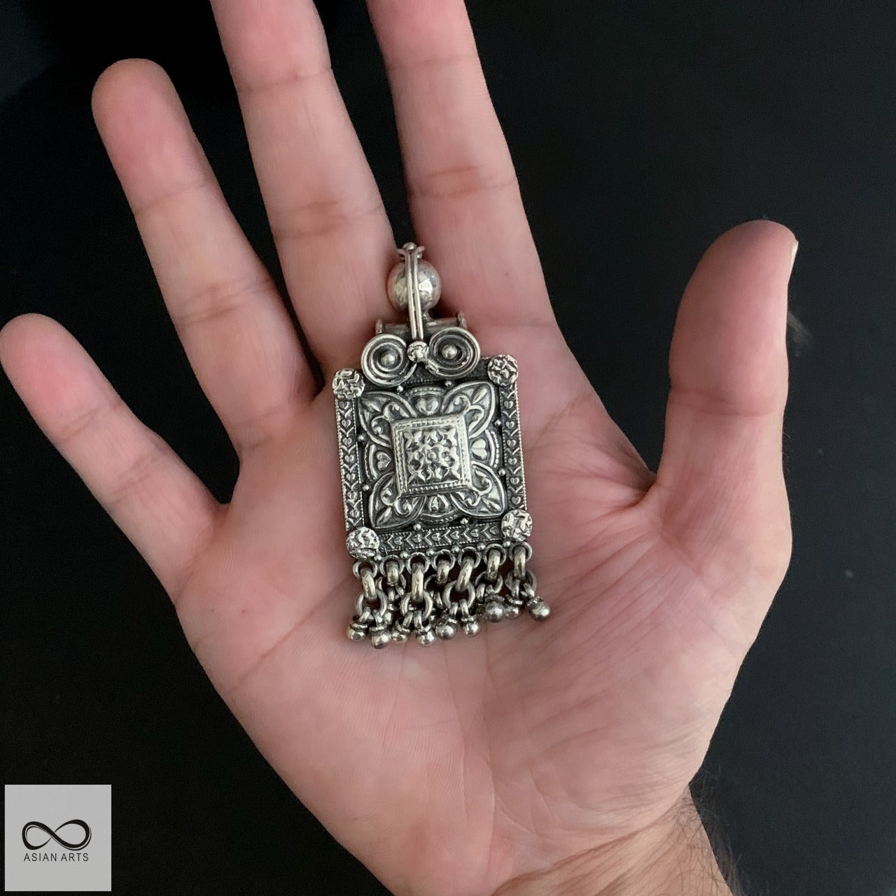 Silver Square Traditional Ghunghroo Locket