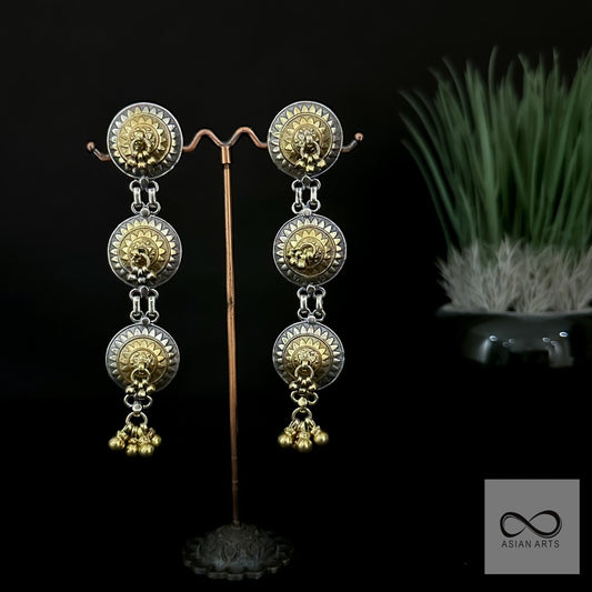 Two Tone Traditional 3 layer Rajasthani Earrings