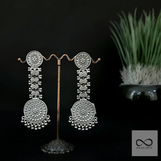 Silver Rajasthani carving Earrings